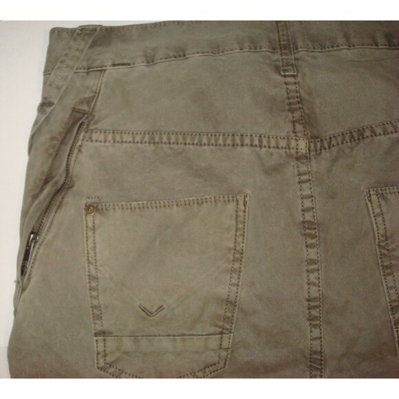 New Designer Mens Hudson Jeans Green Skinny 32 X 29 USA Button Olive Distressed - Picture 7 of 8